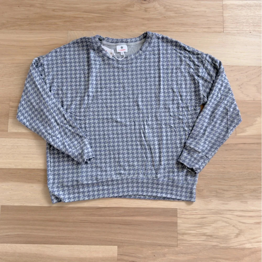 Anthropologie Sundry pullover Houndstooth Sweater size‎ M in gray/purple - Picture 3 of 10